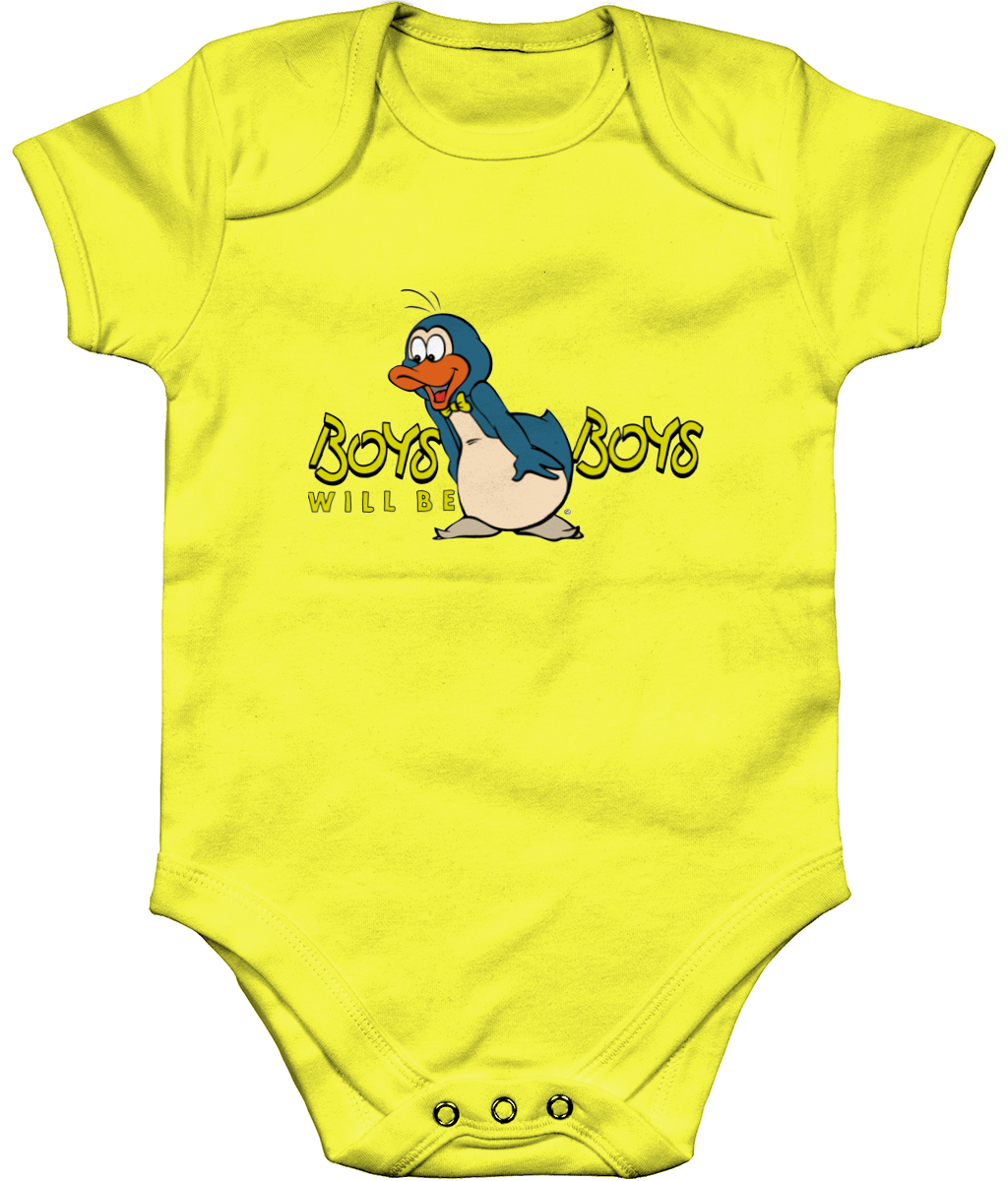boys will be boys pale yellow body Bampsie Baby Romper Boys will be Boys