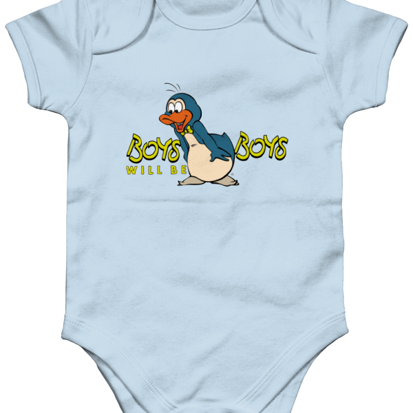 boys will be boys serene blue body Bampsie Baby Romper Boys will be Boys