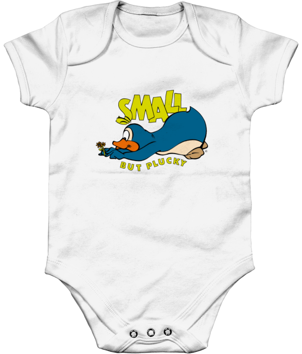 small but plucky body white Bampsie Baby Romper Small but plucky