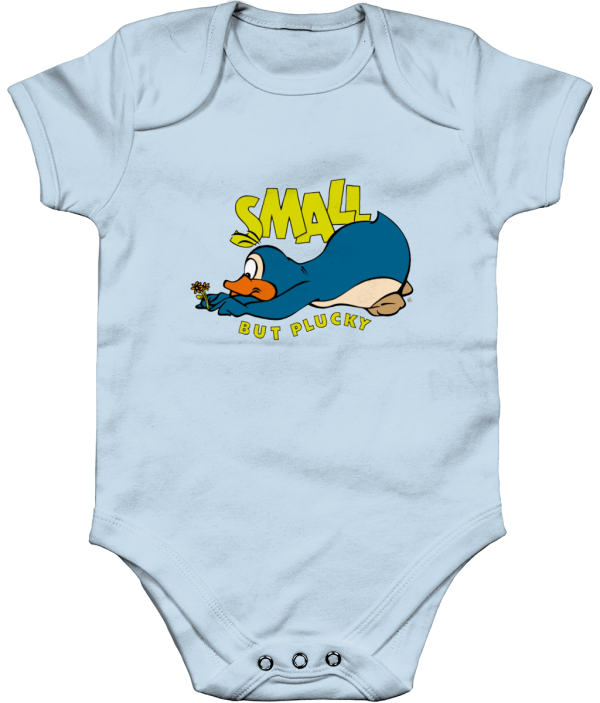 small but plucky pale blue body Bampsie Baby Romper Small but plucky
